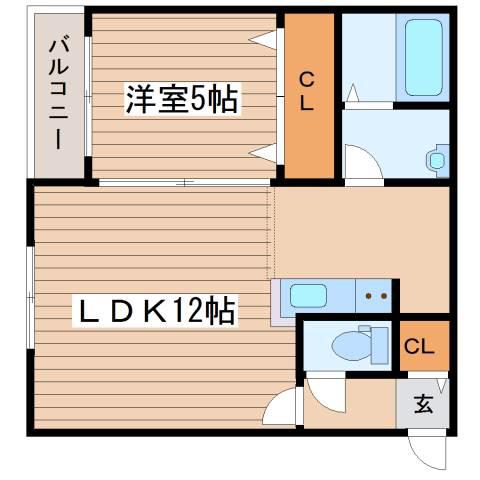 T琴似神社前(1LDK/3階)の間取り写真