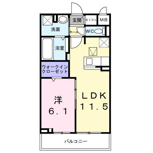 サンガーデンM(1LDK/1階)の間取り写真