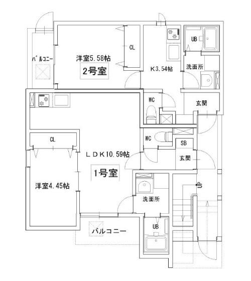 メゾンクレール南福岡駅前(1K/3階)の間取り写真