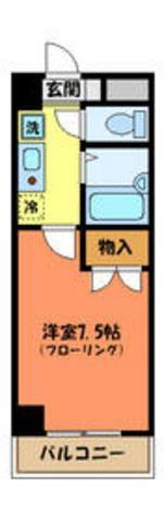 CROSSCOURT(1K/5階)の間取り写真
