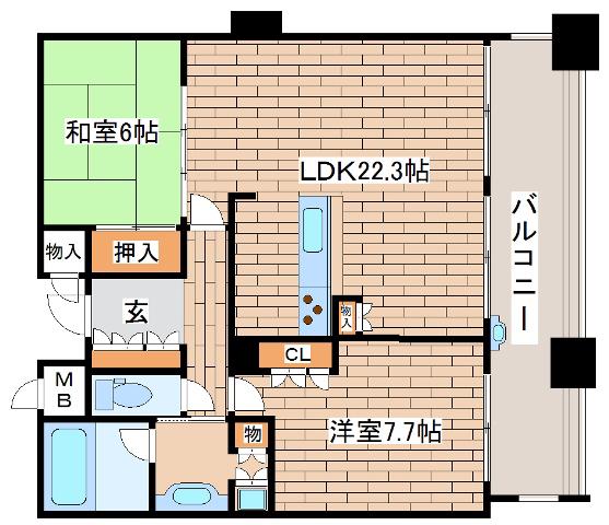 ディーグラフォート神戸三宮タワー(2LDK/32階)の間取り写真