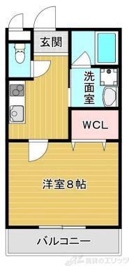 OAK中穂積(1K/2階)の間取り写真