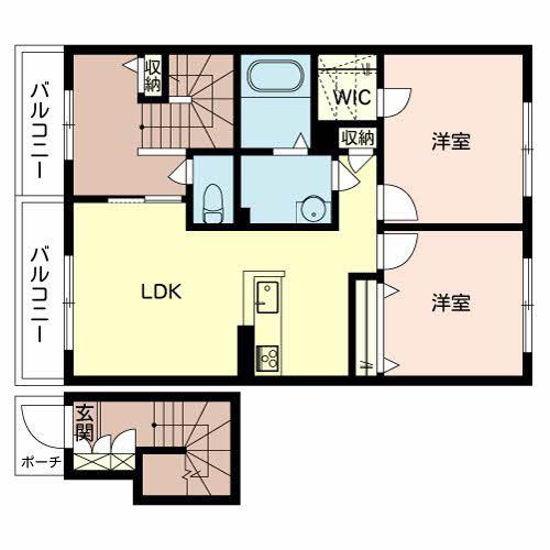 シャーメゾンMSK(2LDK/2階)の間取り写真