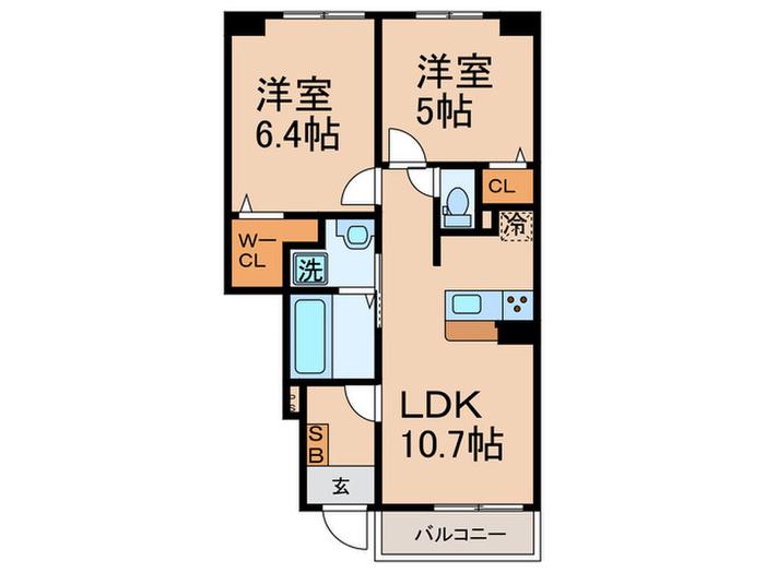アゼリアII(2LDK/1階)の間取り写真