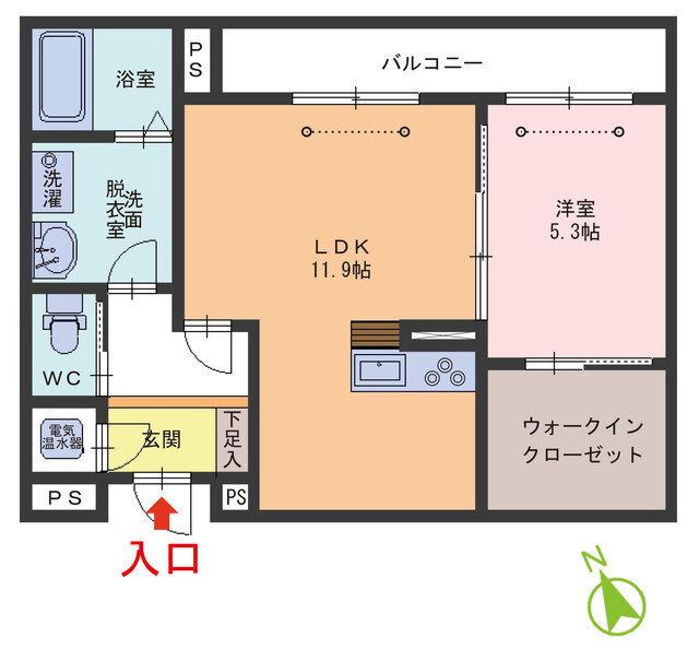 ザ レジデンス 研磨(1LDK/3階)の間取り写真