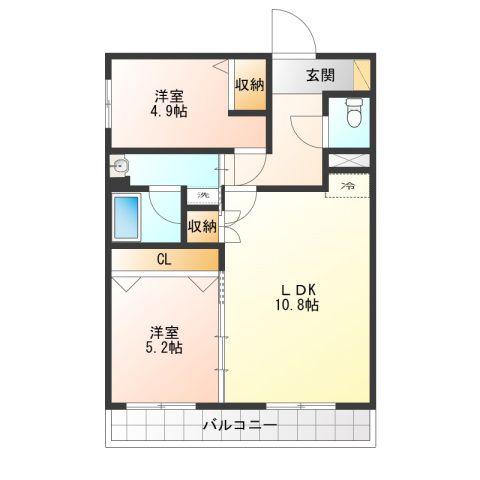 ホープガーデン(2LDK/2階)の間取り写真