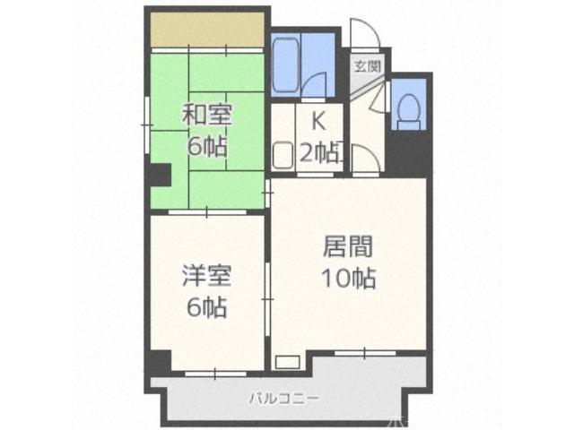 豊平コート(2LDK/10階)の間取り写真