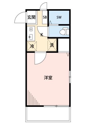 キャッスル鷺沼(1K/2階)の間取り写真