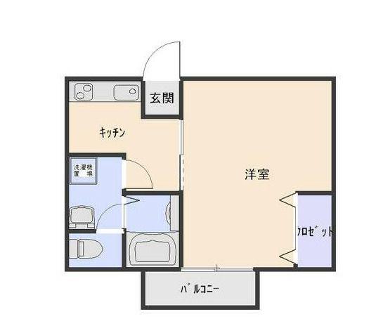 ルクスエテルナ菊陽II(1K/2階)の間取り写真