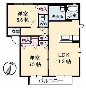 HABER HOUSE 安芸(2LDK/1階)の間取り写真