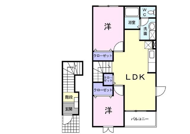 PLEASURE B(2LDK/2階)の間取り写真