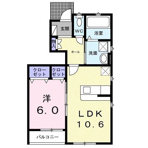 ADVANCE(1LDK/1階)の間取り写真