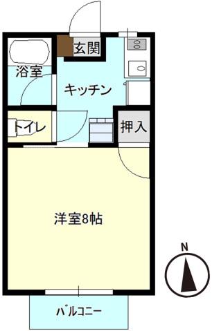 ペアコート A(1K/1階)の間取り写真