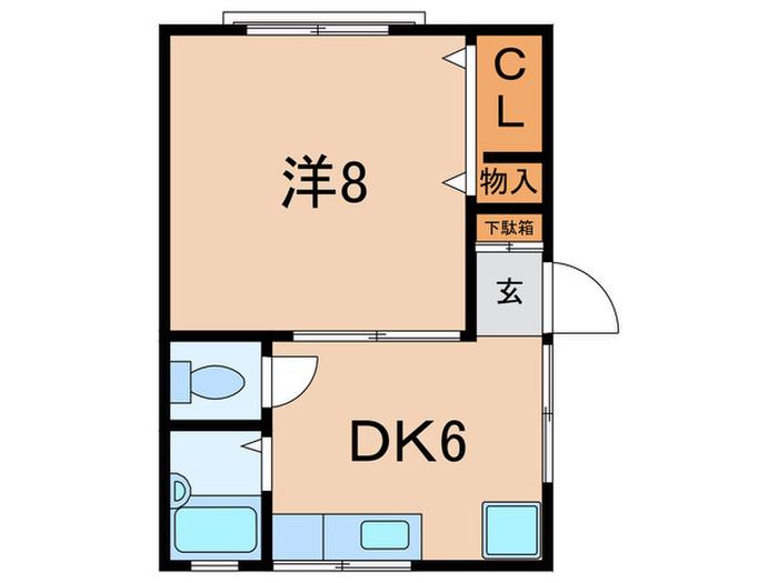 メゾン綱島(1DK/2階)の間取り写真