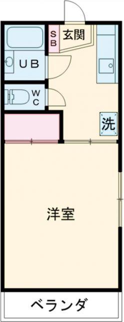 第2錦フルーツコーポ メロン(1DK/2階)の間取り写真