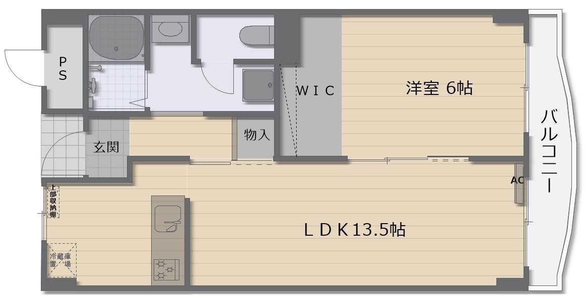 アネックス山野(1LDK/8階)の間取り写真