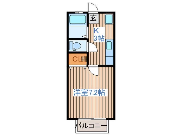 仙台市地下鉄南北線 泉中央駅 徒歩8分 2階建 築31年(1K/2階)の間取り写真