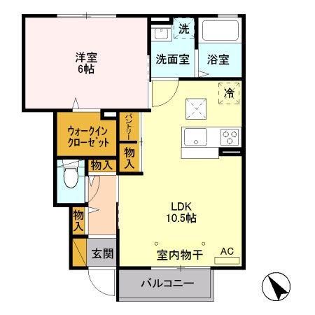 ピーノ・ロングハーモニーC(1LDK/1階)の間取り写真