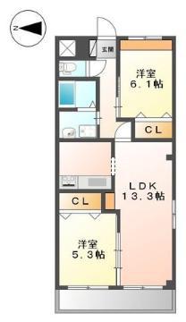 CONSOLATEUR(2LDK/1階)の間取り写真