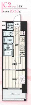 NO.103 クラブオリエント(2K/15階)の間取り写真