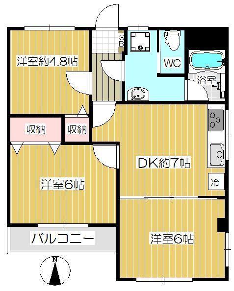 メゾンマルタカ(3DK/2階)の間取り写真
