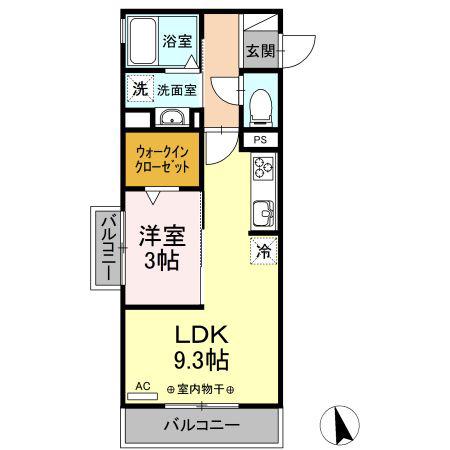 グランメゾン・新瀬戸 B(1LDK/2階)の間取り写真