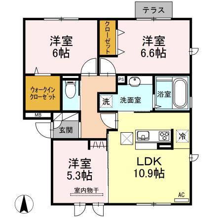 パークハウス水前寺II(3LDK/1階)の間取り写真