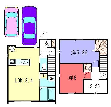 FIORI上賀茂(2LDK/1階)の間取り写真