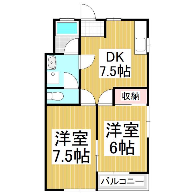グリーンヒル飯田A(2DK/2階)の間取り写真