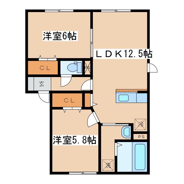 メゾンド・ショコラ(2LDK/2階)の間取り写真