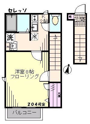 セレッソ(1K/2階)の間取り写真