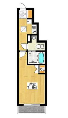 マーブルテラス(1K/1階)の間取り写真
