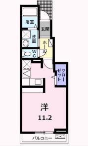シェリールB(ワンルーム/1階)の間取り写真