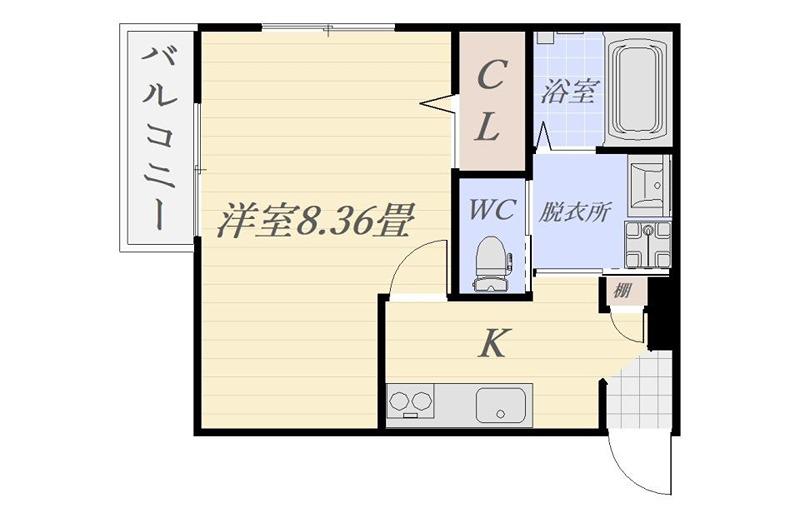 ロゼスタ(1K/2階)の間取り写真