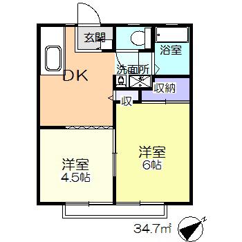 アゼリアハイツ(1LDK/1階)の間取り写真