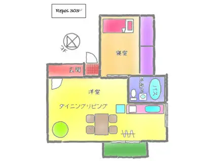 ラビアンヌレポー(1LDK/3階)の間取り写真