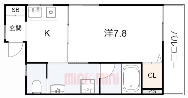 コートフジ(1K/2階)の間取り写真