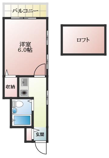 ハイツ藤井寺(1K/1階)の間取り写真