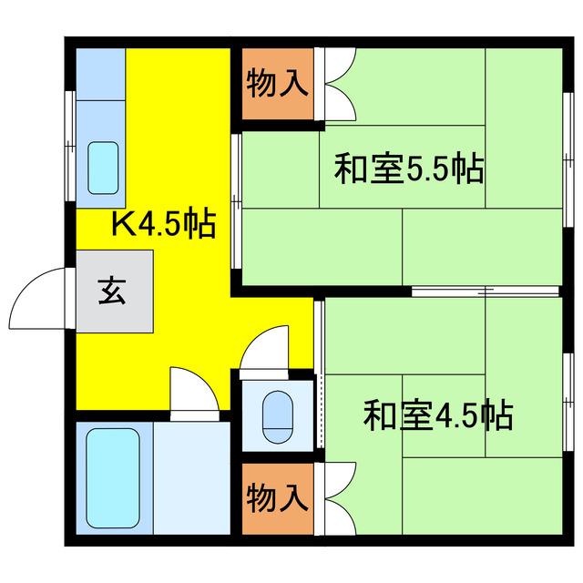 エステート早田(2K/3階)の間取り写真