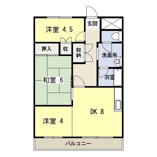 シャルム帯広(3DK/4階)の間取り写真