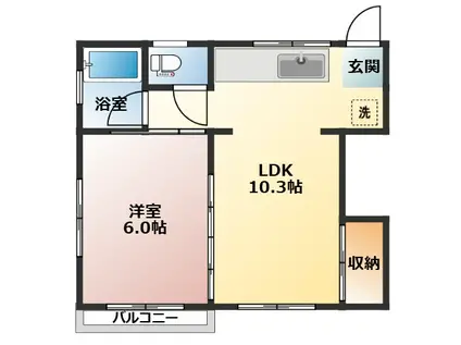 メゾン・ド・ベリーII(1LDK/2階)の間取り写真