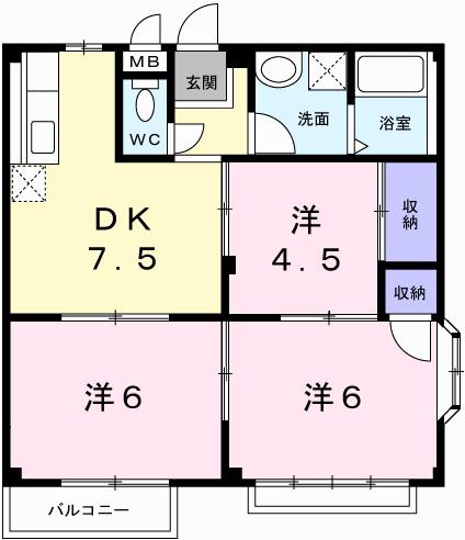 エルダー佐々木(3DK/2階)の間取り写真