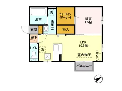 エディフィス(1LDK/1階)の間取り写真