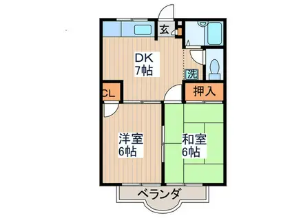 アゼリア東大和(2DK/2階)の間取り写真