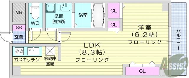 ライフシティ(1LDK/1階)の間取り写真