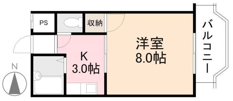 グリーンヒル第2(1K/2階)の間取り写真