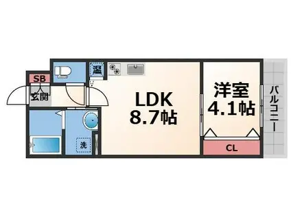アート東大阪B(1LDK/1階)の間取り写真