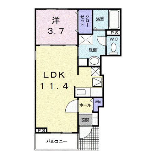 プリムローズ I(1LDK/1階)の間取り写真