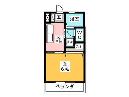 パインリーフ北郷(1K/1階)の間取り写真