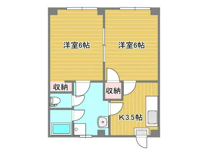 コーポ光ヶ丘(2K/2階)の間取り写真